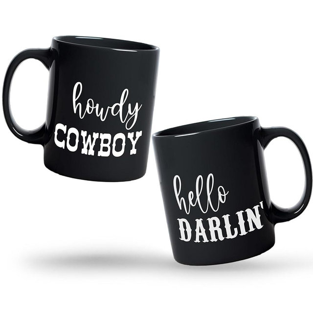 Likjad Couples Bride Gifts,Western Cow Coffee Mugs, Cow Wedding Gifts for Couple,Couple Mug Cup,Gifts for Couples,Cow Western Wedding Gifts,Couple Gifts for Christmas/11 oz mug-black