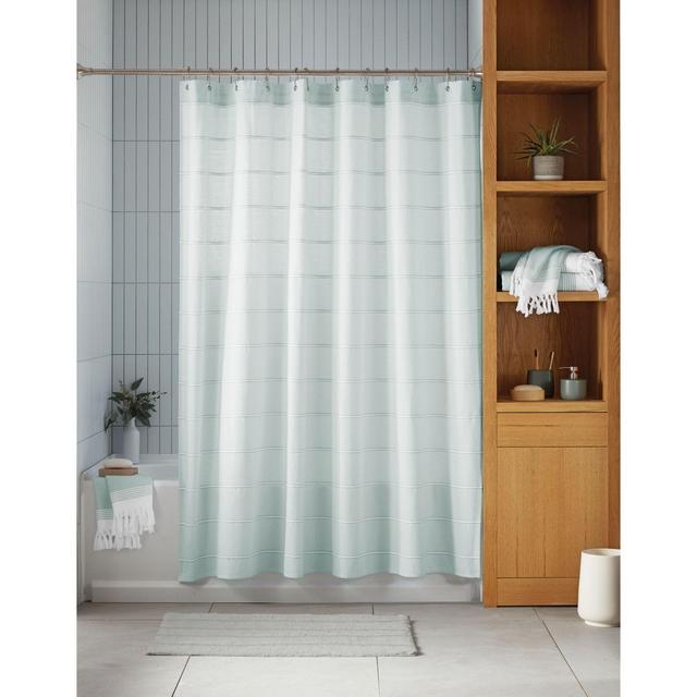 Haven™ 72-Inch x 72-Inch Pebble Stripe Organic Cotton Shower Curtain in Sky Grey