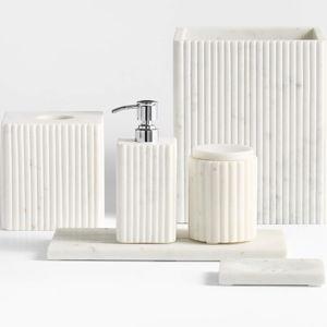 Carmen White Marble Canister + Reviews | Crate & Barrel