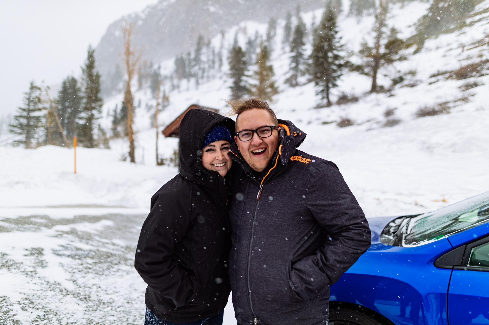 2.9.20 - Freezing in Mammoth with Tyler's new Subaru WRX.