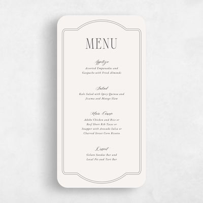 Beige Rounded Wedding Menu - Ivette