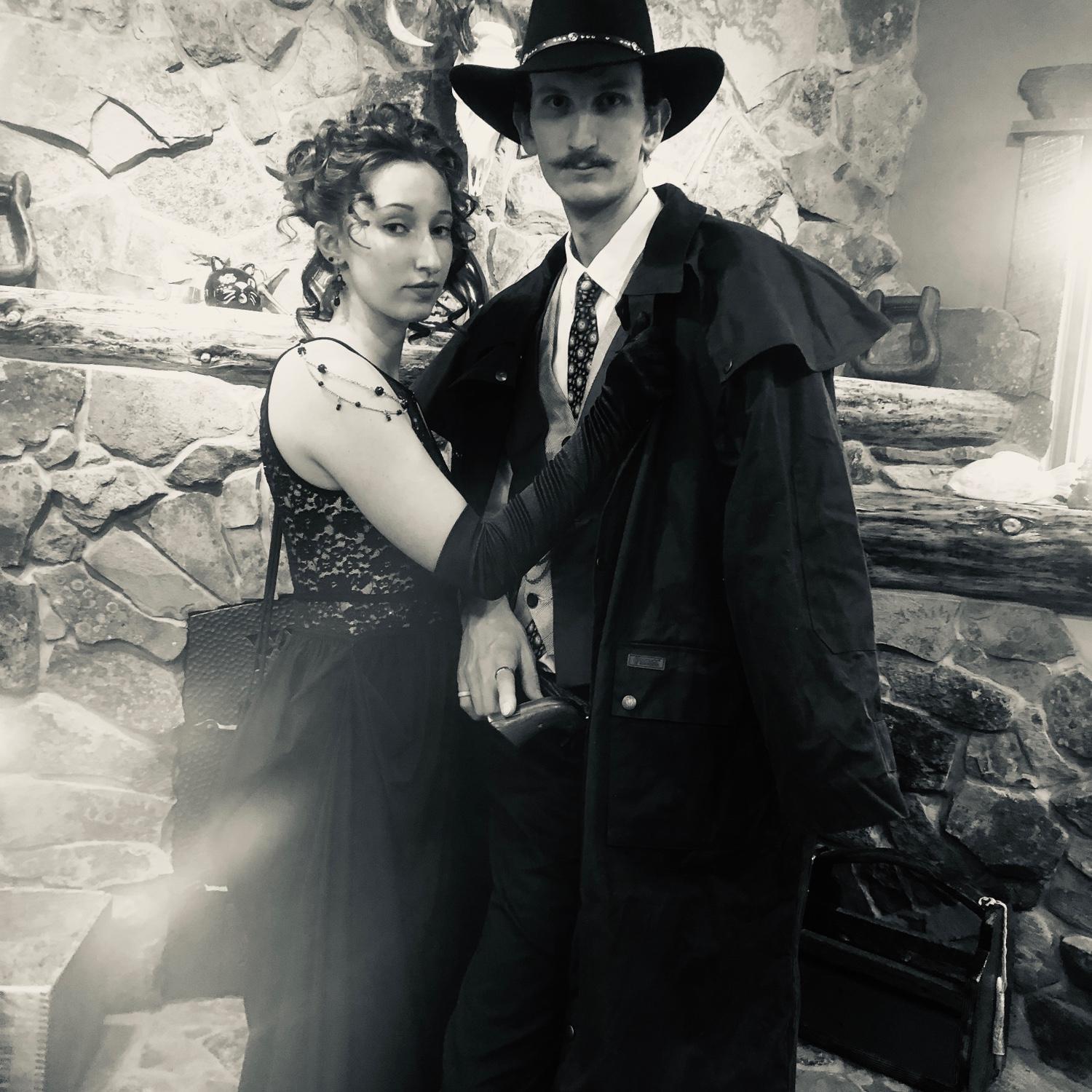 Our First anniversary on Halloween 2020. Dressed as Doc Holiday and Kate from the movie Tombstone.