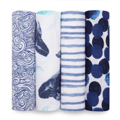 aden + anais® Seafaring 4-Pack Swaddle Blankets in Blue