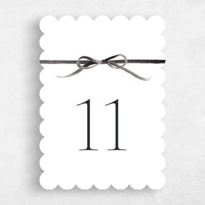 White Scalloped Wedding Table Number - Brunate