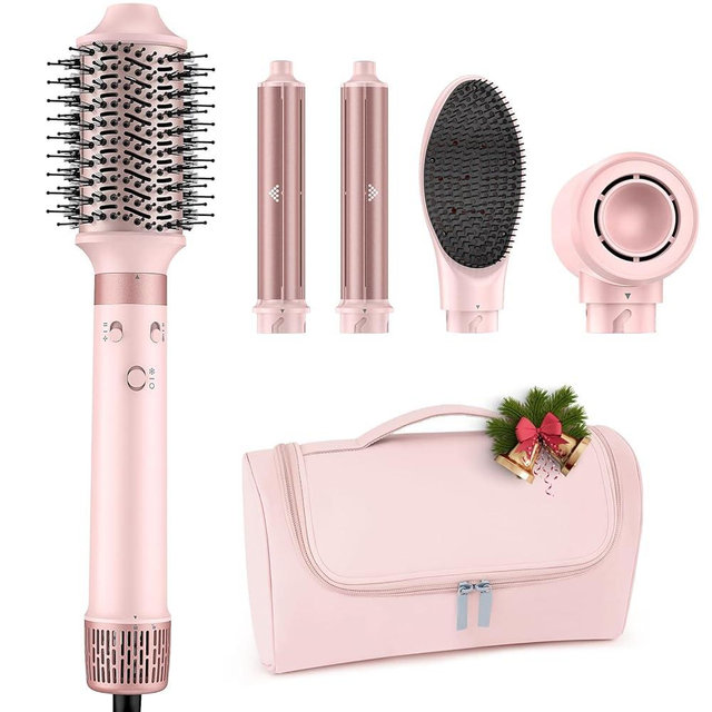 MESCOMB Dual Voltage Hot Air Styler Wrap - 5 in 1 Hair Dryer Brush with Fast Drying Blow Dryer, Styling, Straightening & Volumizing with Travel Bag (100V–240V) Gift for Women
