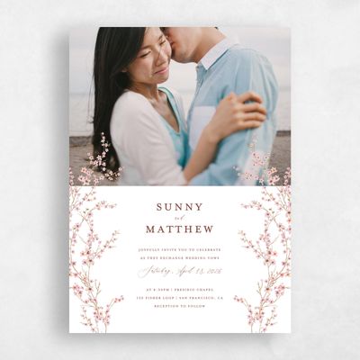 White Wedding Invitation - Sakura Photo