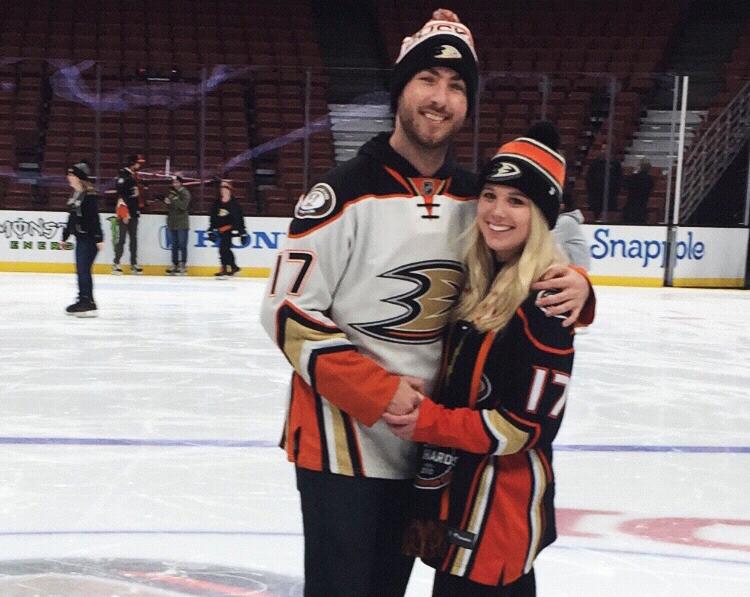 Ice skating fun at Honda Center. Our first photo together :)