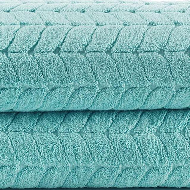 Welhome Franklin Premium, 2 Bath towels 2 Hand towels 2 Washcloths, Textured Aqua Bathroom Towels Set, Hotel & Spa Towels for Bathroom, Soft &  Absorbent