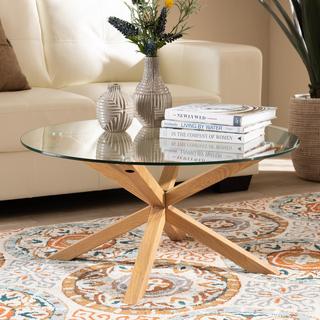 Lida Glass and Wood Finished Coffee Table