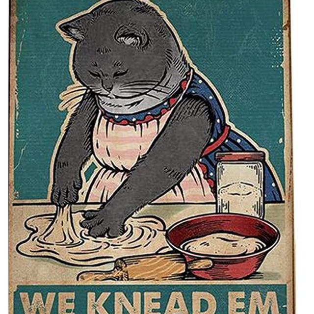Kitty Biscuits We Knead Em You Need Em Retro Metal Tin Sign Vintage Aluminum Sign for Home Coffee Wall Decor 8x12 Inch