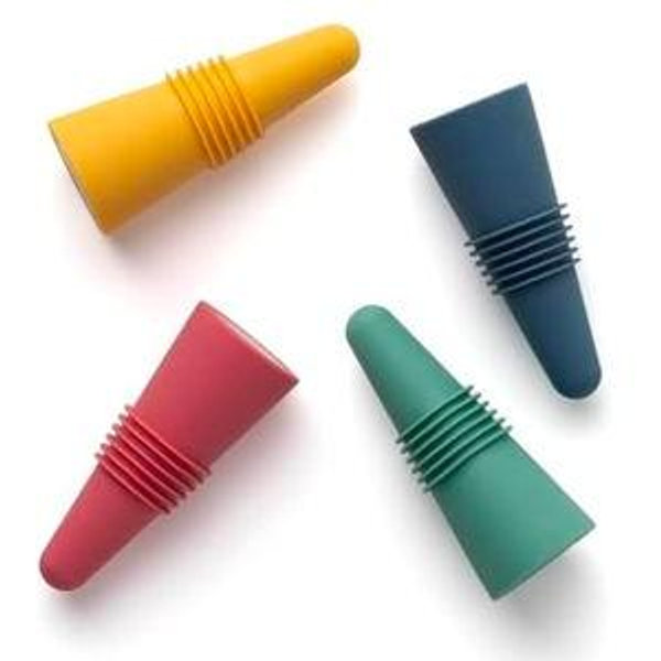 Rabbit Wine Stoppers and Beverage Bottle Stoppers, Assorted Silicone Set of 4