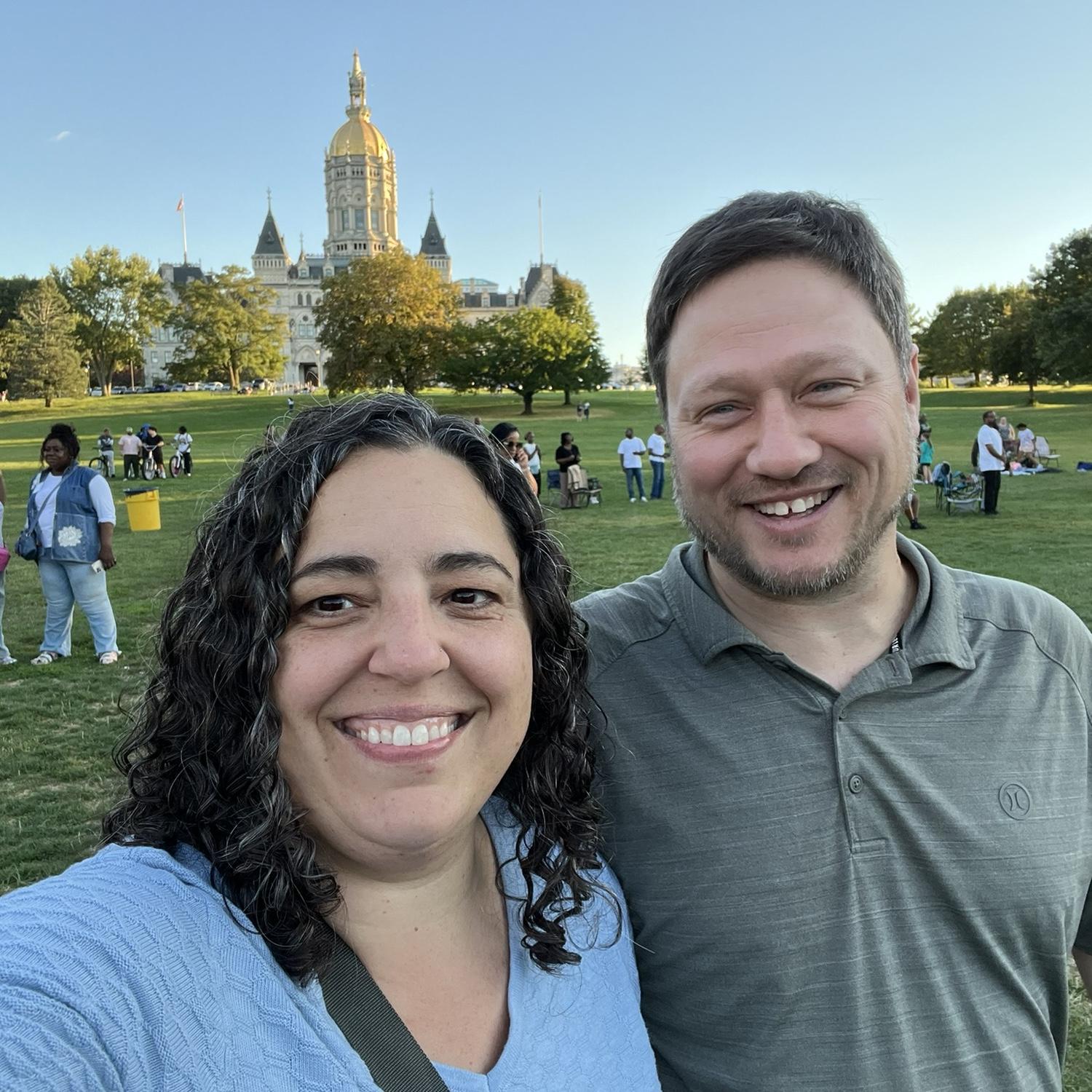 Capitol building in Hartford. We attended a worship night at Bushnell Park.