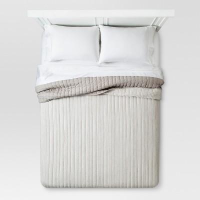 Gray Stitched Stripe Quilt - Threshold™