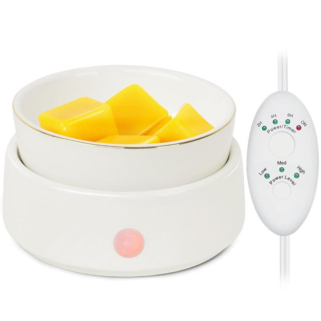 Candle Wax Melt Warmer with Safety Timer Auto Shut-Off Ceramic Electric Wax Burner Melter Timer Adjust Fragrance Intensity for Scented Wax Melts Candle Jars Essential Oils Home Office Gift Decor