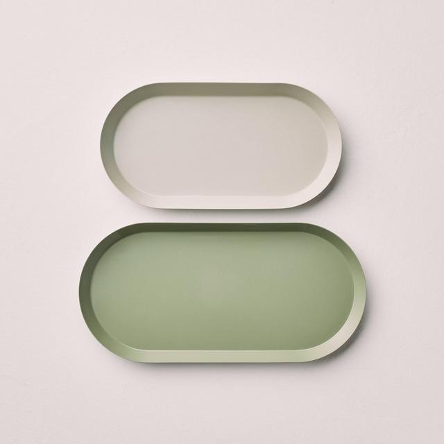 2pc Metal Oval Desk Tray Set Green Tones - Hearth & Hand™ with Magnolia