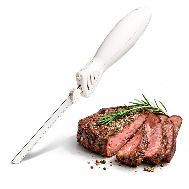 COOK WITH COLOR Electric Knife, 100W Power, Dual Stainless Steel Blades for Precise Cutting, Ergonomic Handle, Low Noise and Vibration, Ideal for Bread, Meat, and Vegetables, Cream
