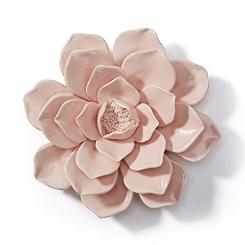SEINHIJO Ceramic Flower Wall Decor 3D Wall Art Sculpture Modern Arts Gifts Pink 7.1inch