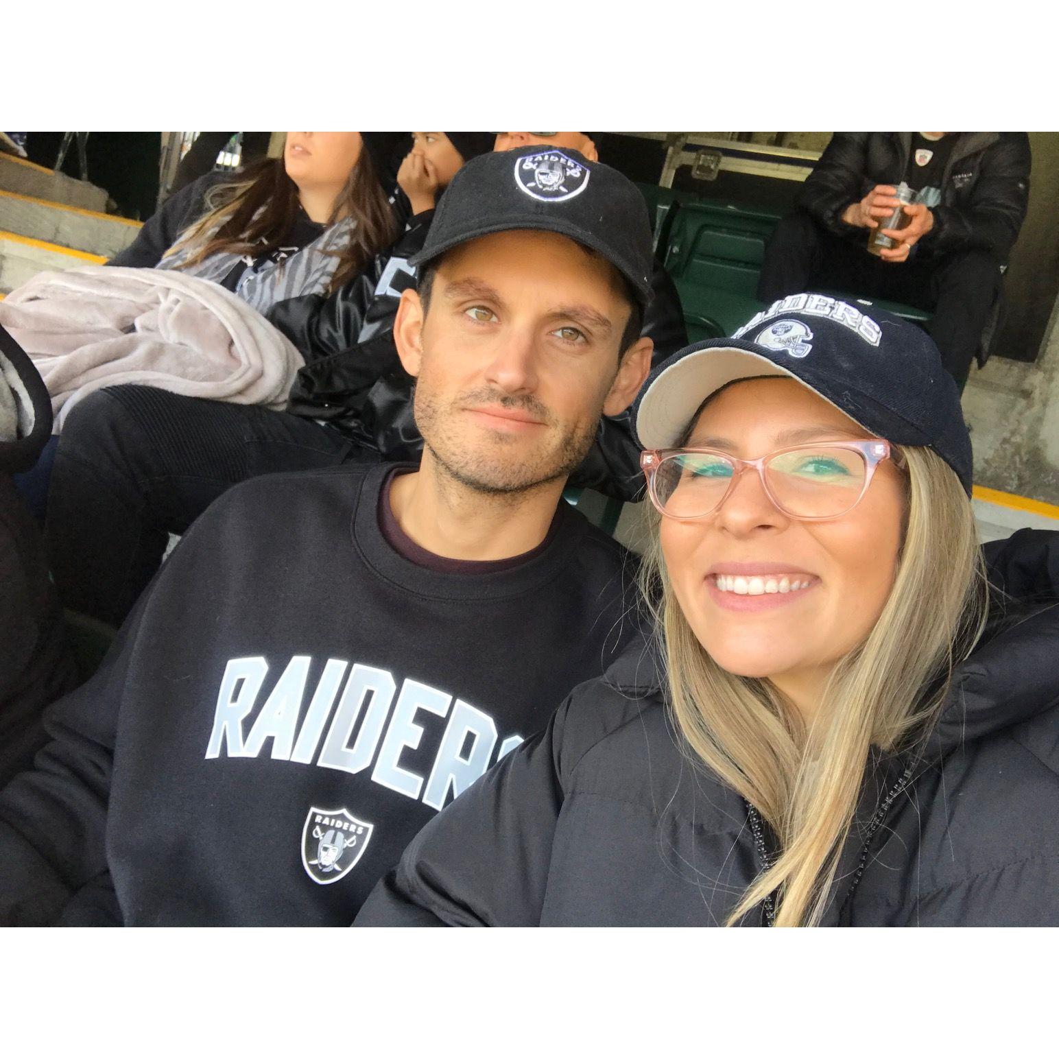 I forced Garrett to come to the Raiders last football game in Oakland with me - We both are fans of terrible football teams (The Raiders and The Lions)