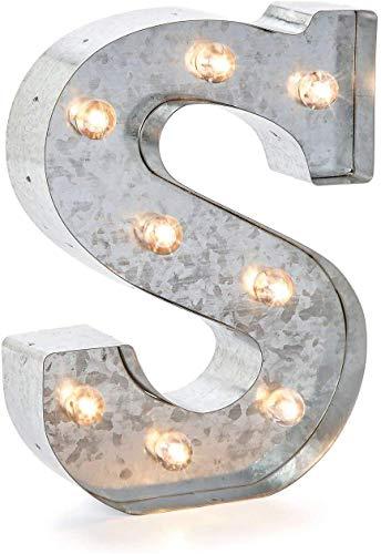 Darice Silver Metal Marquee Letter – S-9.87” Tall, Galvanized Finish