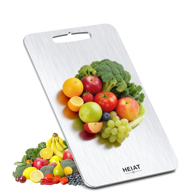 Titanium Cutting Board Set of 3, 100% Pure Titanium Cutting Boards for Kitchen, Non-Toxic, Double-Sided Chopping Boards for Raw & Cooked Food, Handles Included, Dishwasher Safe(13” x 8”)