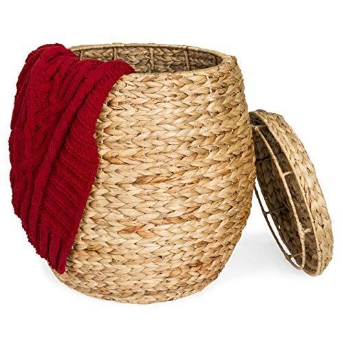 Best Choice Products Multipurpose Handcrafted Seagrass Wicker Basket Accent for Seat, Storage, Laundry w/Lid, Brown