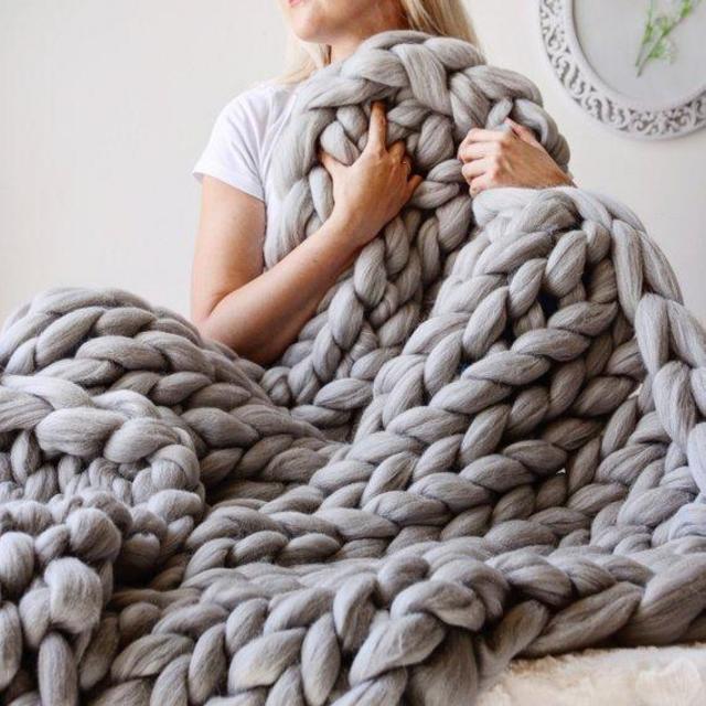 Chunky Wool Knit Throw