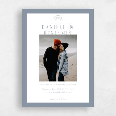 Periwinkle Gray, Grey Wedding Invitation - Ciel Portrait