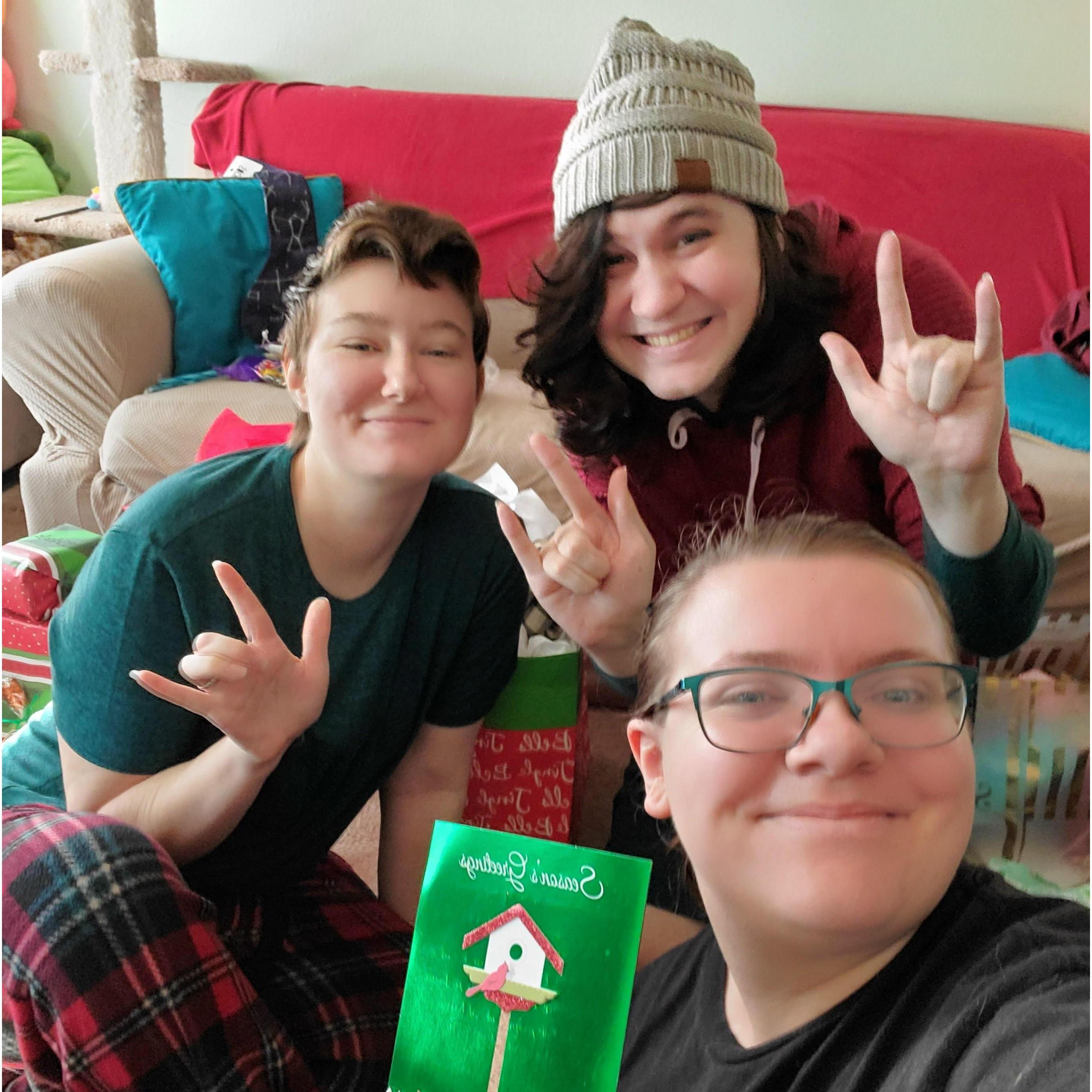 Quarantine Christmas with the family. The card is from Lily, so everyone could be together in spirit. It's a favorite of recent "group photos."