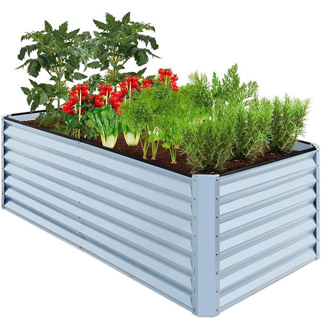 Best Choice Products 6x3x2ft Outdoor Metal Raised Garden Bed, Deep Root Box Planter for Vegetables, Flowers, Herbs, 269 Gallon Capacity, 100% Non Toxic Materials - Mist Blue
