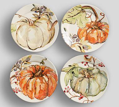 Harvest Pumpkin Stoneware Appetizer Plates - Set of 4