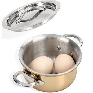Macevia Mini Sauce Pan with Lid, Stainless Steel Butter Warmer Small Pot, For All Stoves Multipurpose Use for Home Kitchen or Restaurant (13.5oz/400ml) - Rose Gold