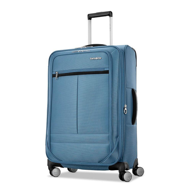 Samsonite Soft-Sided 25-Inch Lightweight Medium Checked Expandable Element Suitcase: Durable, 360° Spinner Wheels, Adjustable Telescopic Handle, 2 Front & 1 Side Pocket- Captains Blue