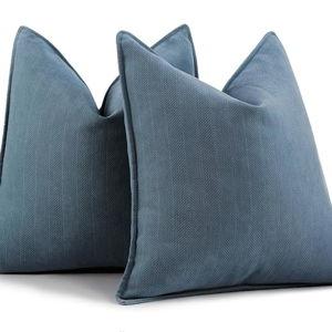 ZWJD Dusty Blue Pillow Covers 26x26 Set of 2 Chenille Throw Pillow Covers with Elegant Design Soft and Luxurious Decorative Throw Pillows for Couch, Bed, and Home Decor