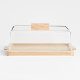 Arla Ash Wood Rectangle Serving Board with Acrylic Lid