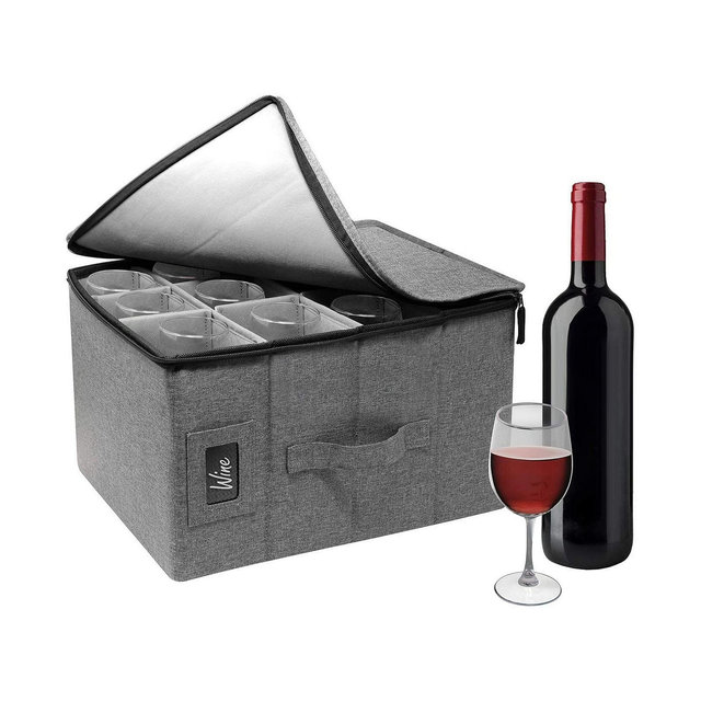 Sorbus Wine Glasses Storage Box