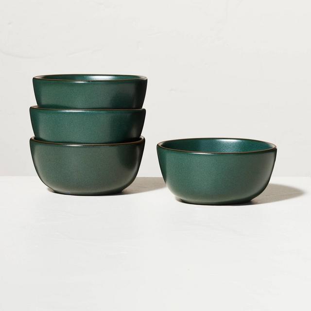 4pk Stoneware Exposed Rim Mini Bowl Set Dark Green - Hearth & Hand™ with Magnolia