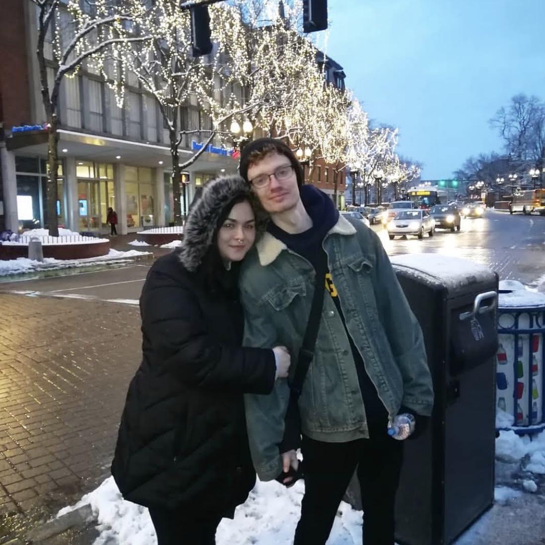 February 2019 in Harvard Sq. & also the first picture of us together!