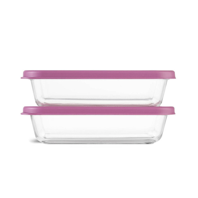 Ello 4pc Everyday 4.5 cup Glass Food Storage Containers Green/Pink