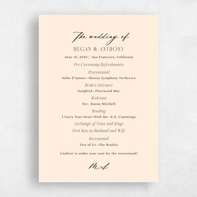 Buttercream, Beige Wedding Program - Uzes
