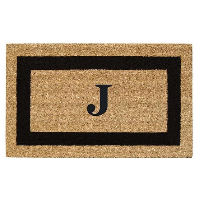 Nedia Home Natural Coco Coir Superscraper 20" x 36" Monogrammed J Entrance Door Mats | Heavy Duty Rectangular Welcome Mats for Patio | Anti-Slip Dirt Trapper | Doormat for Indoor or Outdoor Use