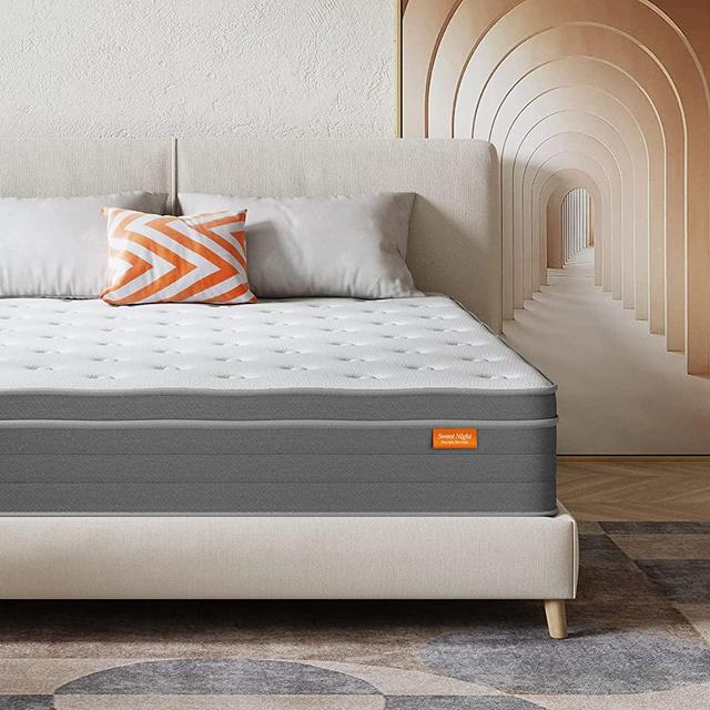 King Mattress, Sweetnight 12 Inch Plush Pillow Top King Size Mattressm, Individually Pocket Spring Hybrid Mattress with Cooling Gel Memory Foam for Motion Isolation and Cooler Sleep, Island