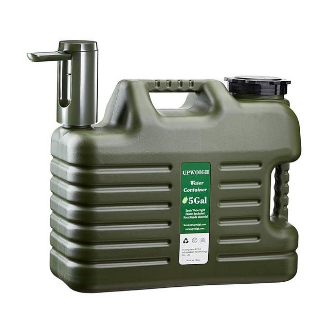 UPWOIGH Portable 5 Gallon Water Jug with Automatic Touch Control Pump,Truly No Leakage Water Containers with Spigot,Type-C Rechargeable Military Green Water Dispenser for Outdoors Camping Hiking