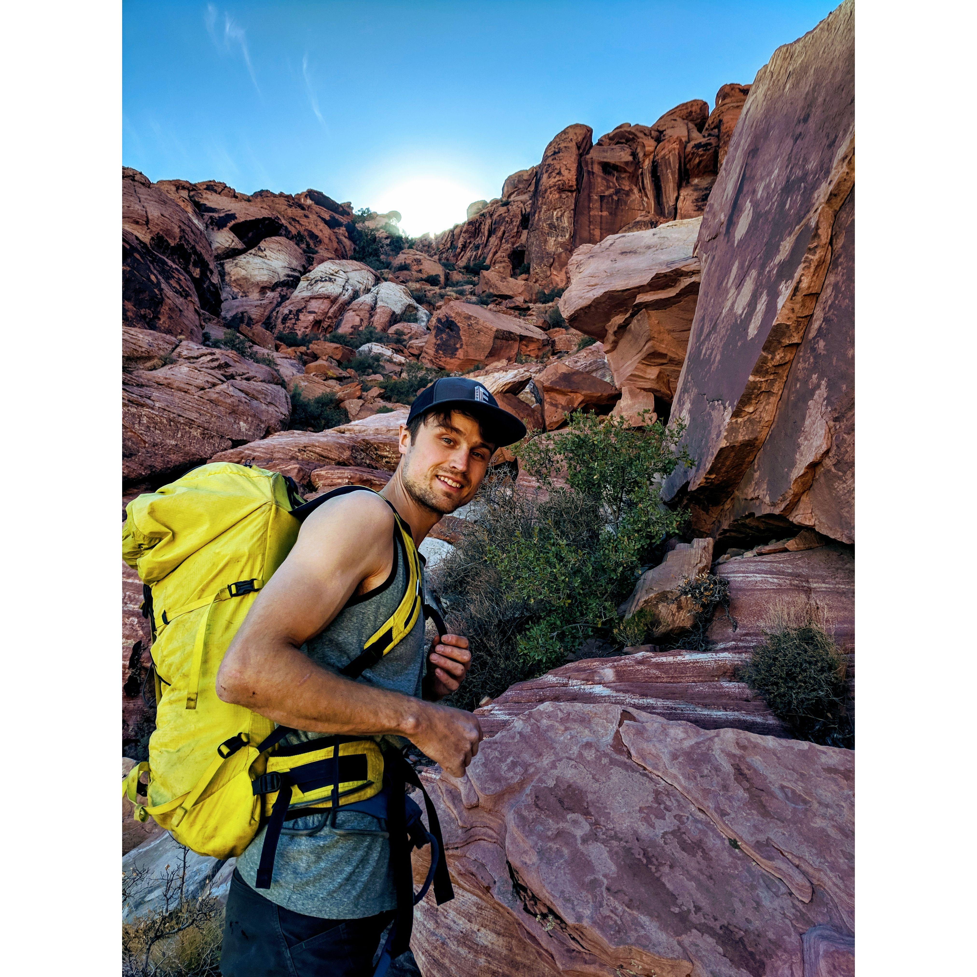 Sean ready to climb in Red Rocks, NV