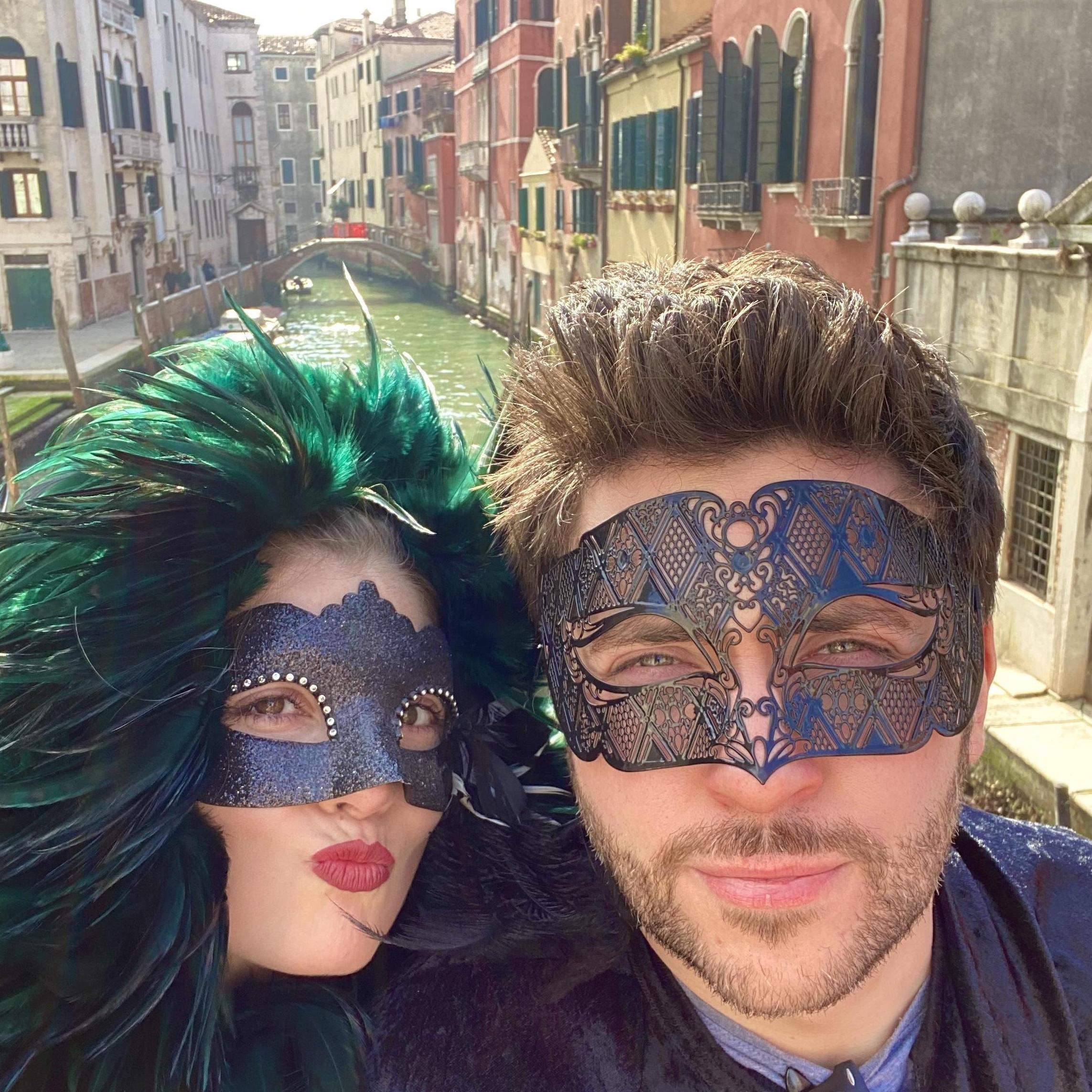 Enjoying the tradition of dressing up with elaborate masks during Venice's Carnival
2020