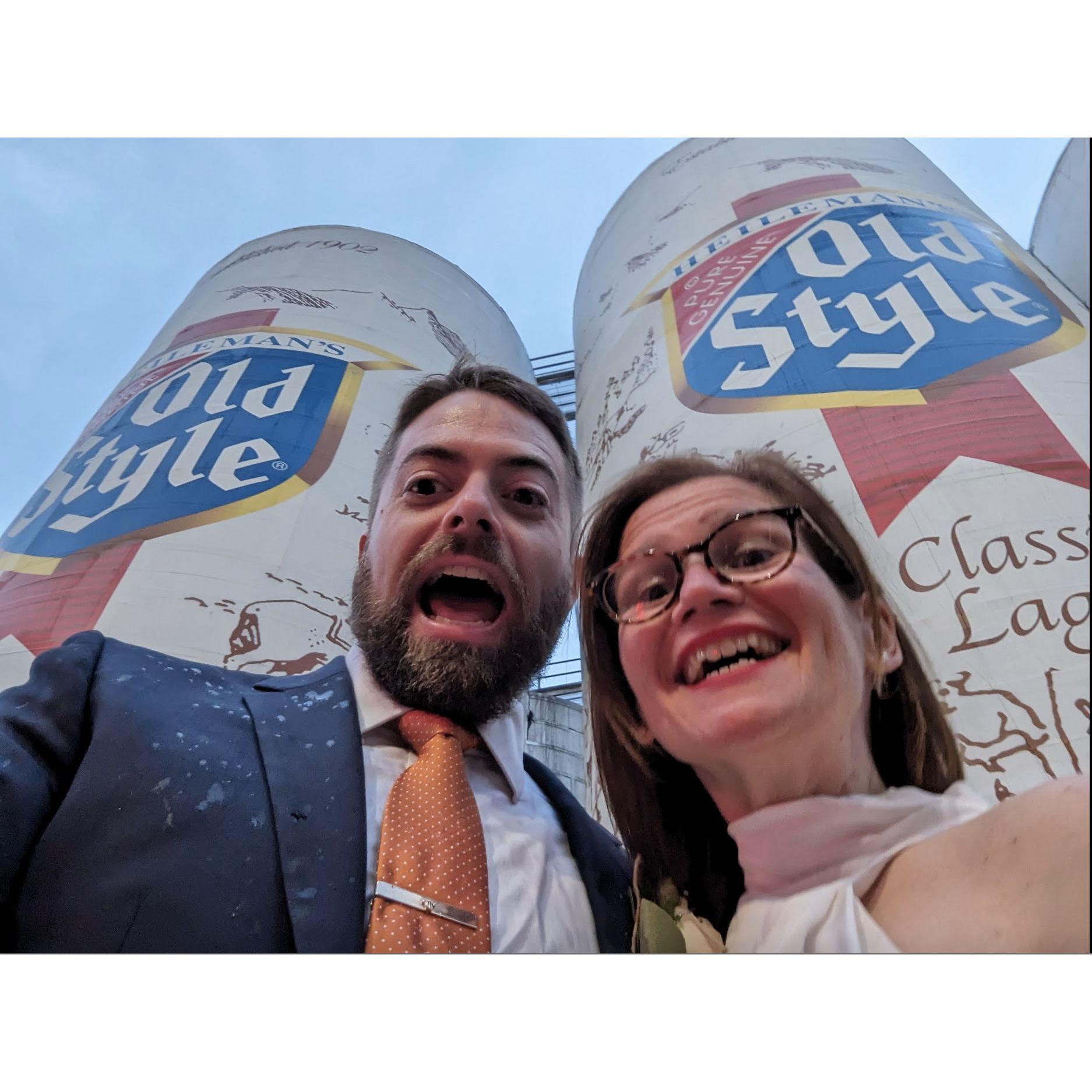 Made a quick pitstop after the ceremony of our little wedding. Had to get a pic in front of the world's largest six pack of beer!