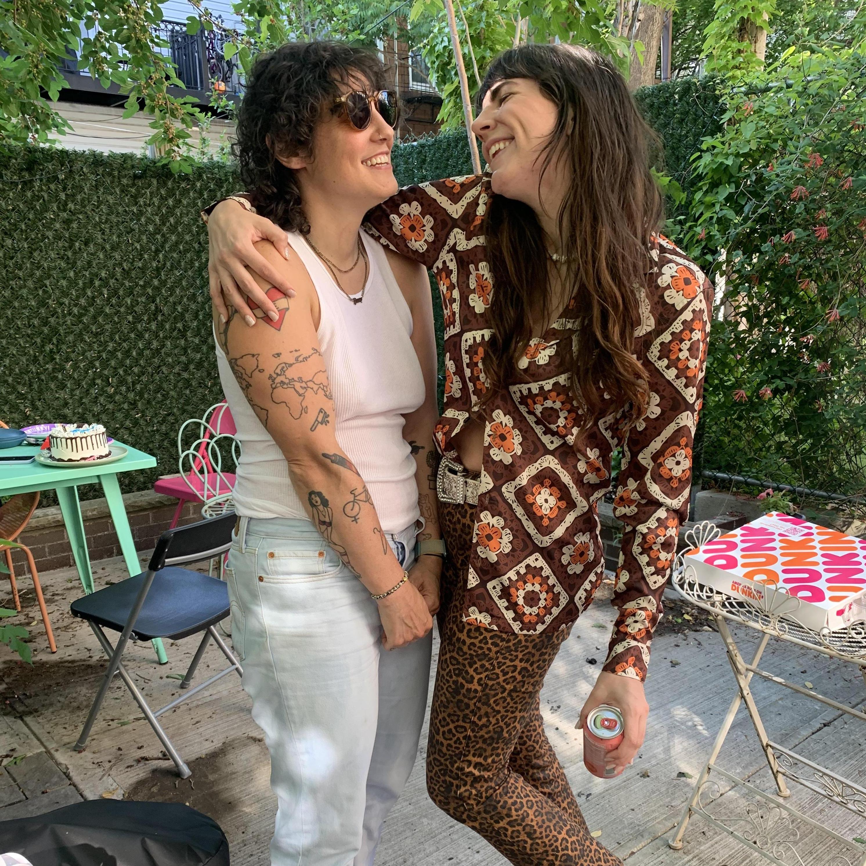 celebrating a friend's birthday in our backyard