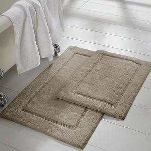 2-Pack Non-Slip Backing Bath Mat Set- Taupe