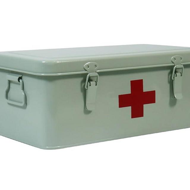 Xbopetda First Aid Medicine Box, First Aid Kit Supplies Bin, Metal Medicine Storage Tin, First Aid Empty Box with Safety Lock for Home Emergency Tool Set-Green