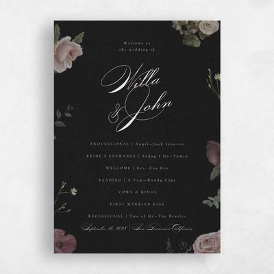 Black Standard Wedding Program - Bourgeon