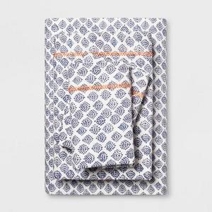 Cotton Percale Print Sheet Set (Full) Indigo - Opalhouse™